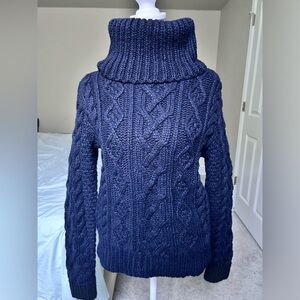 Navy Chunky Knit Turtleneck Sweater